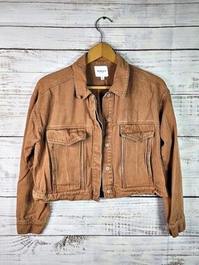 Gilli Women’s Small Brown Rust Cropped Denim Jacket Button Front